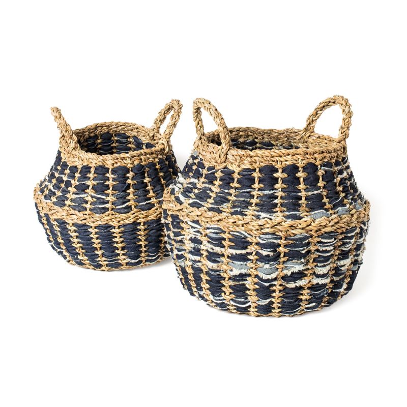 Daya Denim Foldable Basket - Set of 2 image