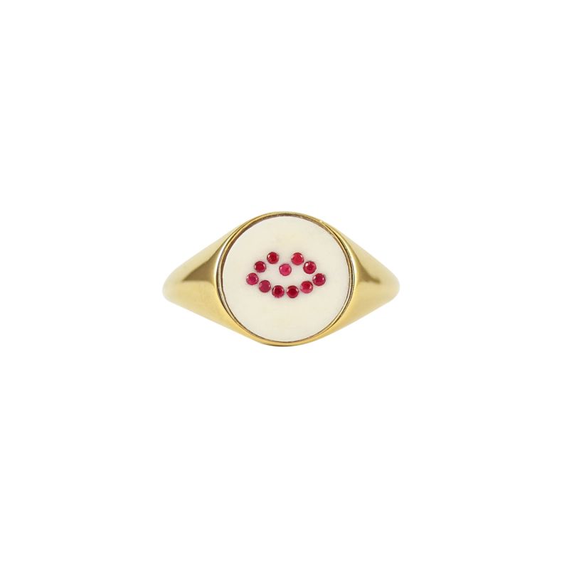 Ruby Lips Signet Ring - Gold image