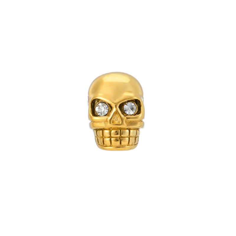 Legacy Skull Stud Earring With Clear Swarovski Crystals In Gold image