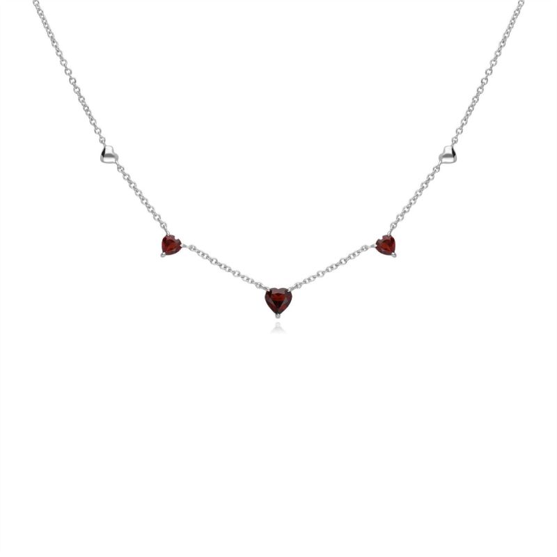 Garnet Heart Necklace In White Gold image