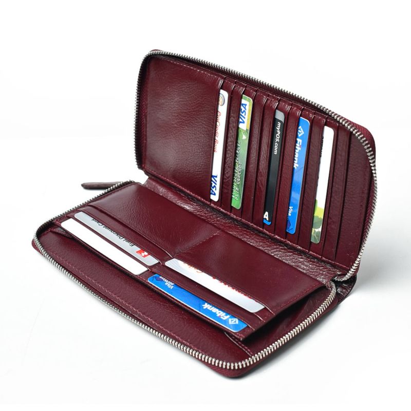 Unisex Leather Wallet - Burgundy image