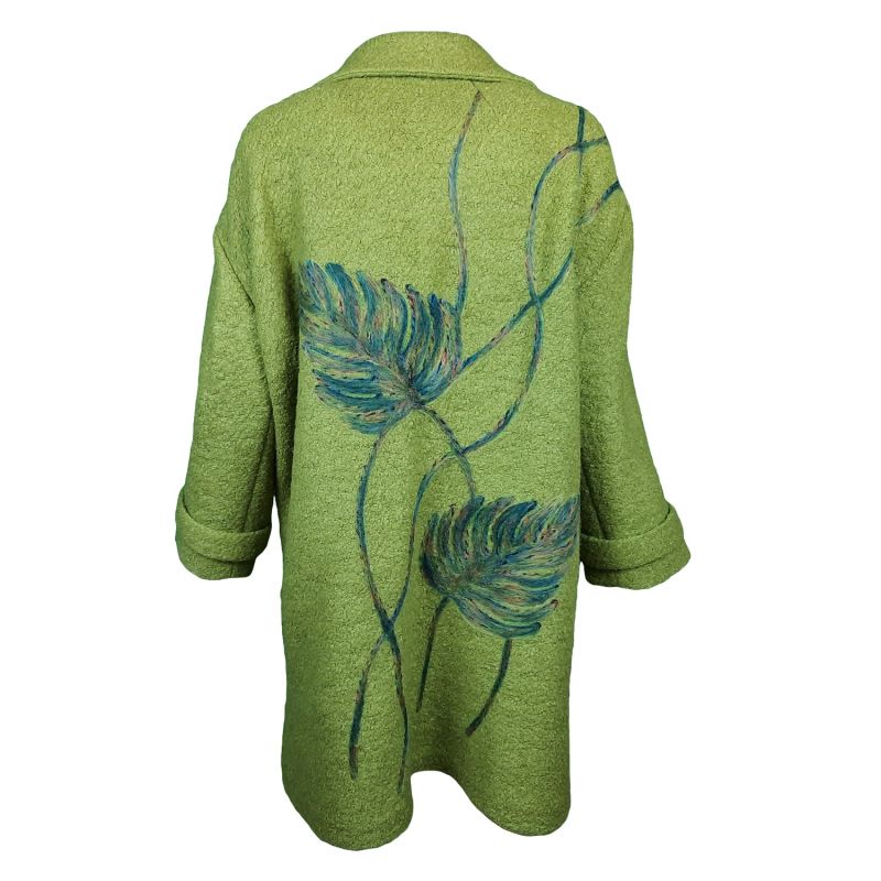 Wool Blend Coat With Large Leaf Embroidery at the Back image