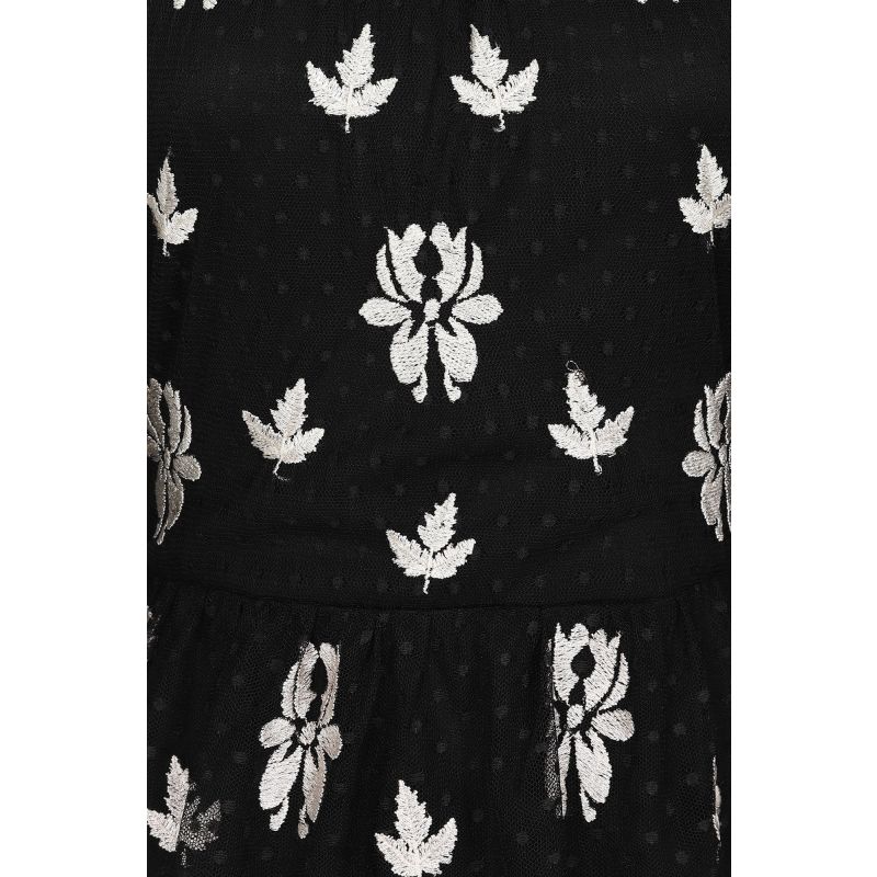 Baia Leaf Embroidered Tiered Maxi Dress - Black image