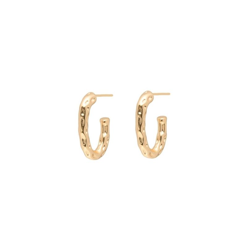 Bali Hammered Textured Gold Hoops image