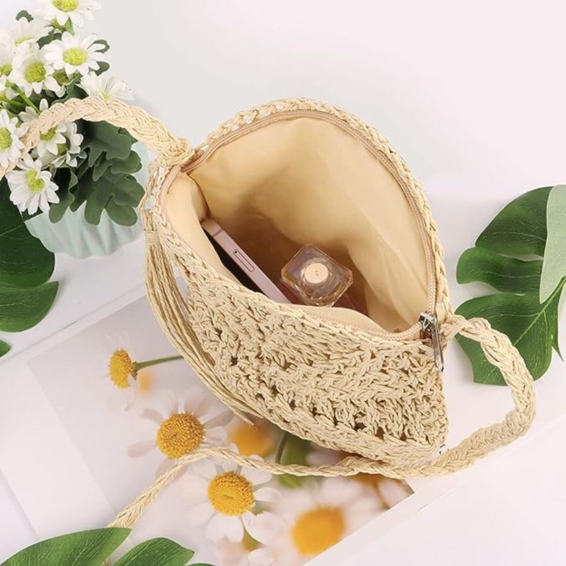 Bali Shoulder Straw Round Bag - Small image