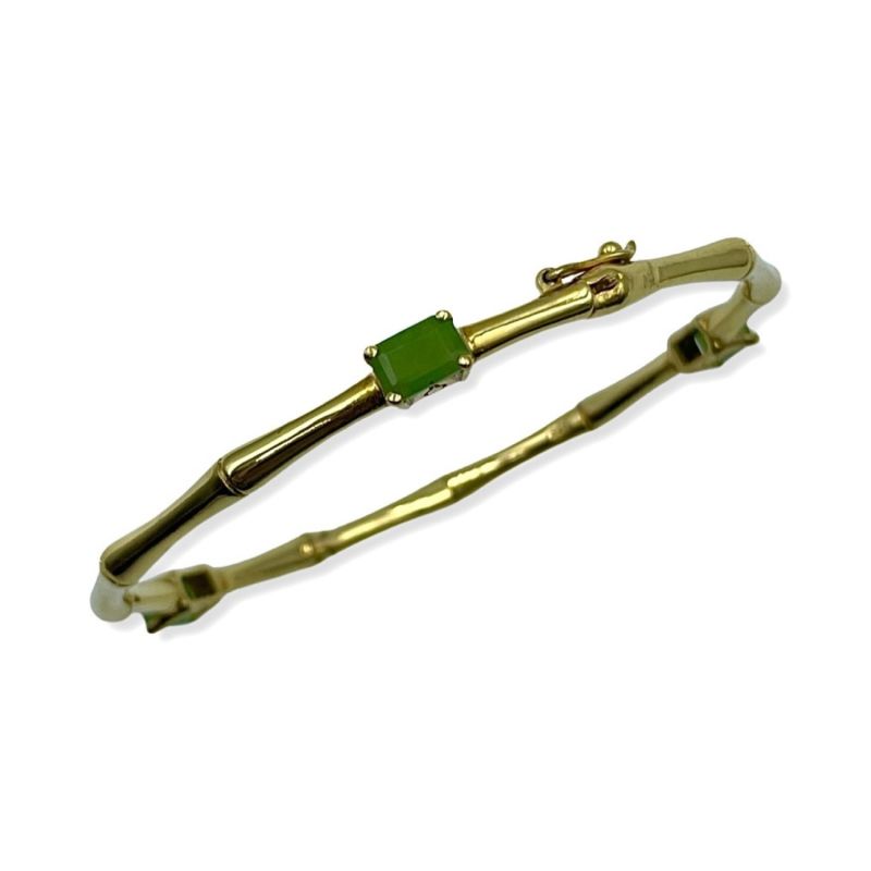 Gold Vermeil Bamboo Bangle - Aventurine image