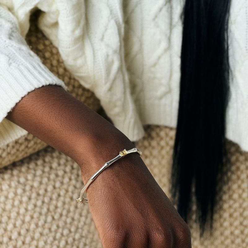 Sterling Silver Citrine Bamboo Bangle image