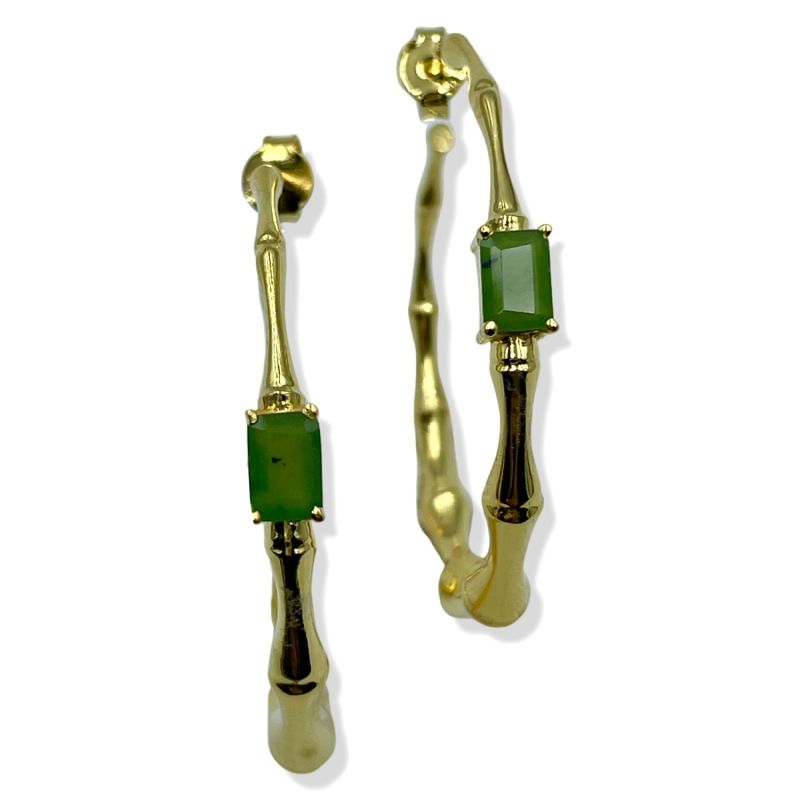 Gold Vermeil Bamboo Hoops - Aventurine image