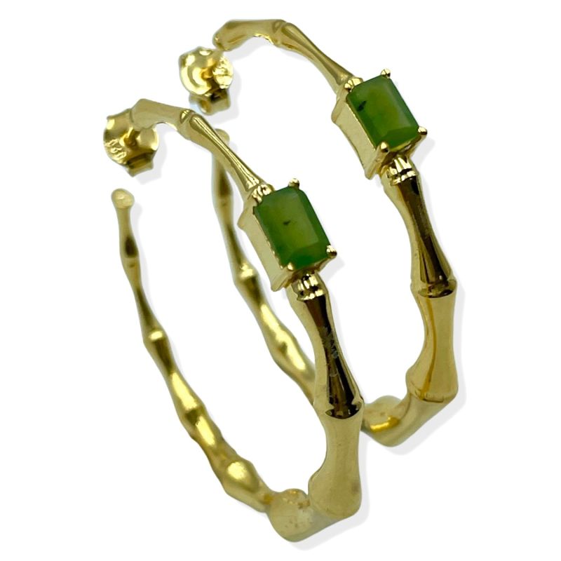 Gold Vermeil Bamboo Hoops - Aventurine image