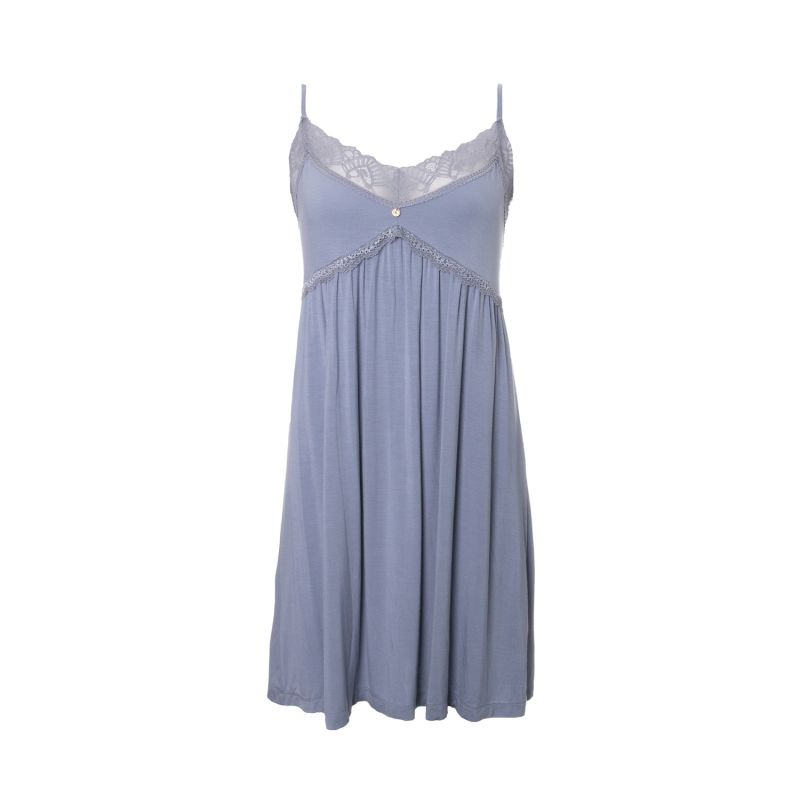 Bamboo Lace Chemise Nightdress In Blue Mist image