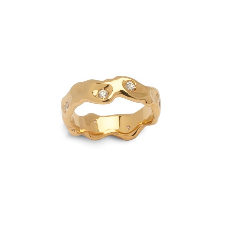 Band Ring Gold And Zircons, Siccità Collection Textured Ring image