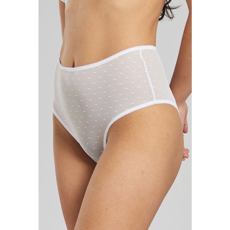 Banksia Recycled-Tulle High-Rise Briefs - Glacier White image