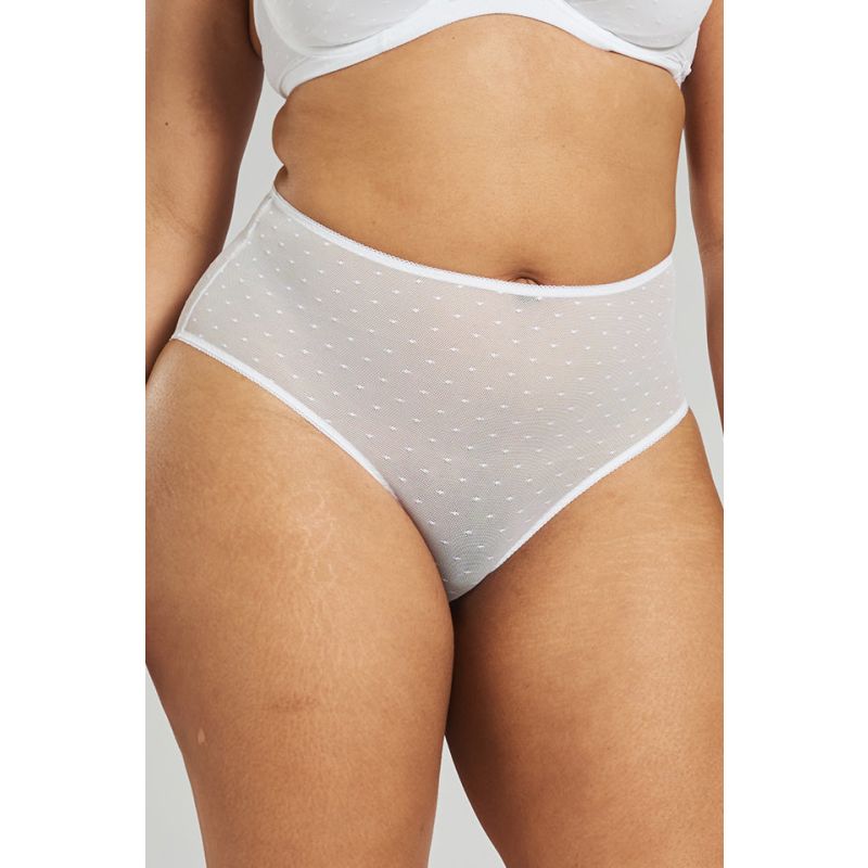 Banksia Recycled-Tulle High-Rise Briefs - Glacier White image