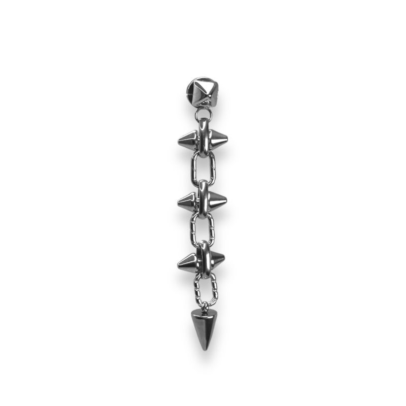 Barbie Double Spike Chain Earrings Stainless Steel White Gold Plated image