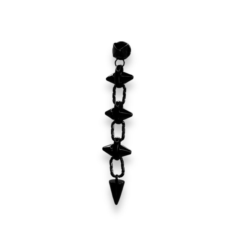 Barbie Double Spike Chain Earrings In Stainless Steel Black Rhodium Plated image