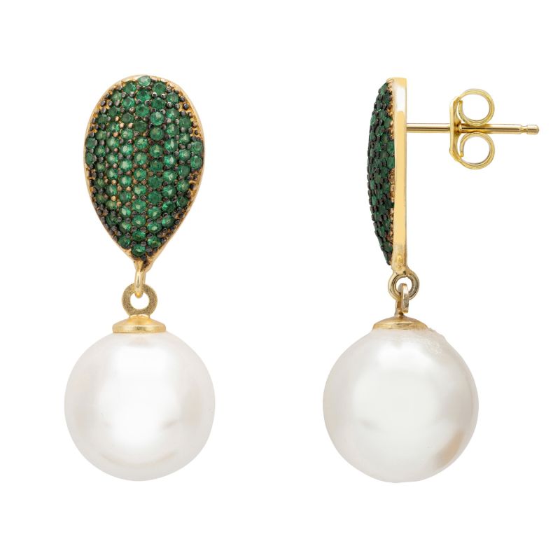 Baroque Pearl Classic Drop Earrings Emerald Green image