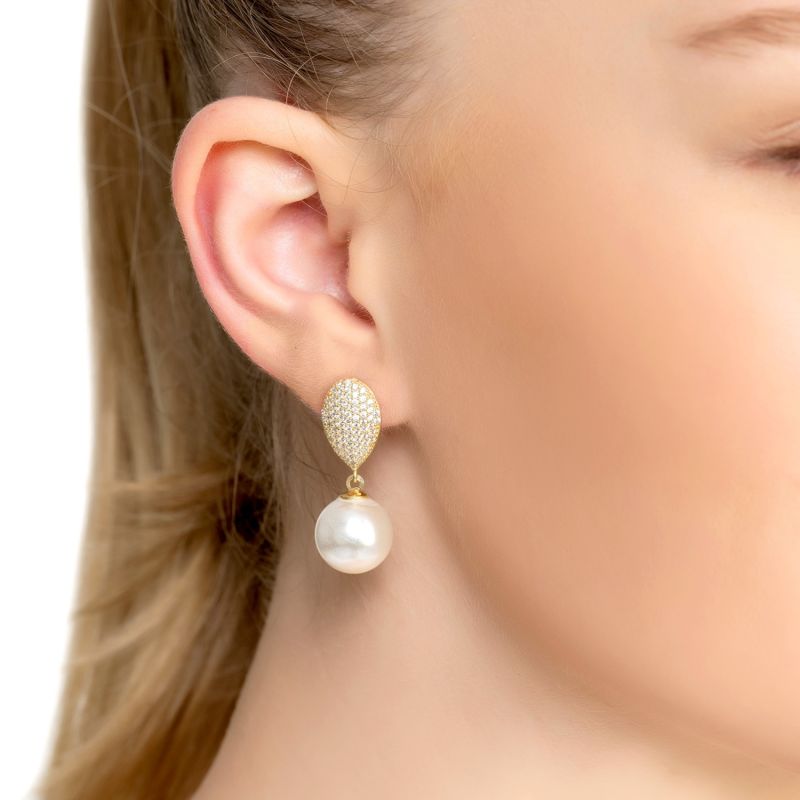 Baroque Pearl Classic Drop Earrings Gold image