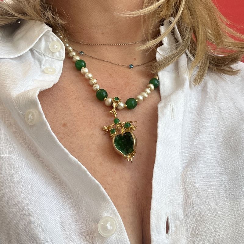 Baroque Pearl Neckace  - Green Pomegranate image