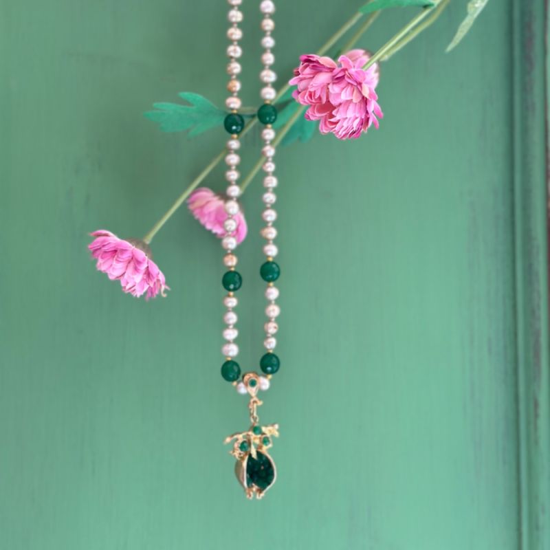 Baroque Pearl Neckace  - Green Pomegranate image