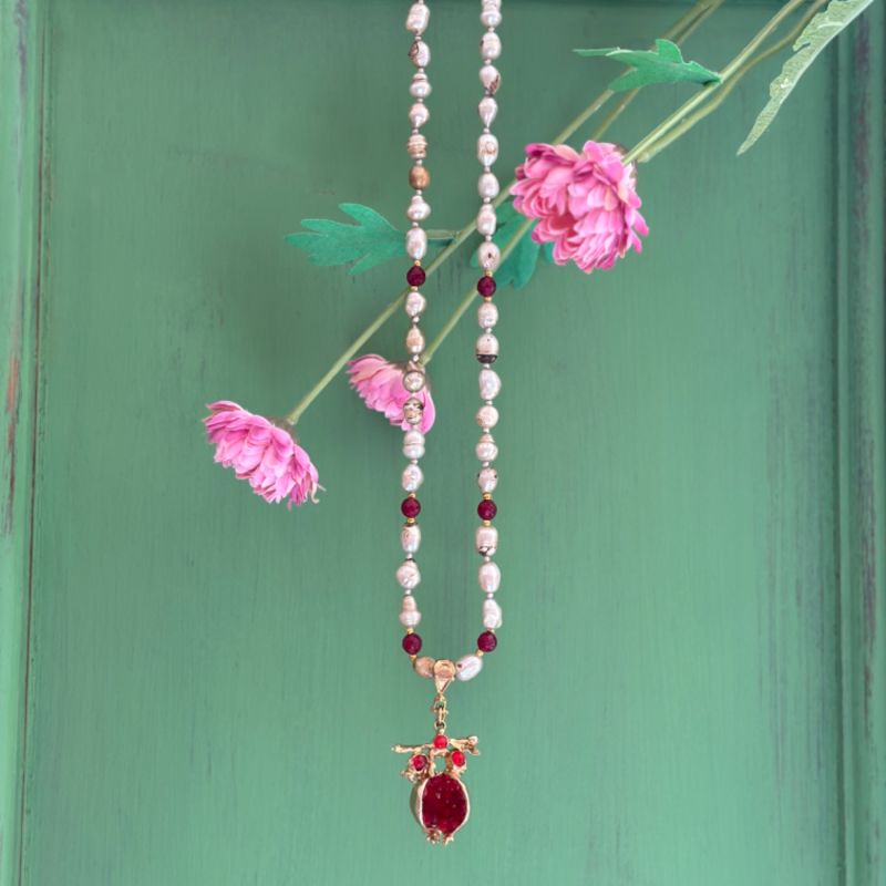 Baroque Pearl Necklace - Ruby Pomegranate image