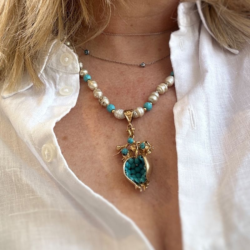 Baroque Pearl Necklace - Turquoise Pomegranate image