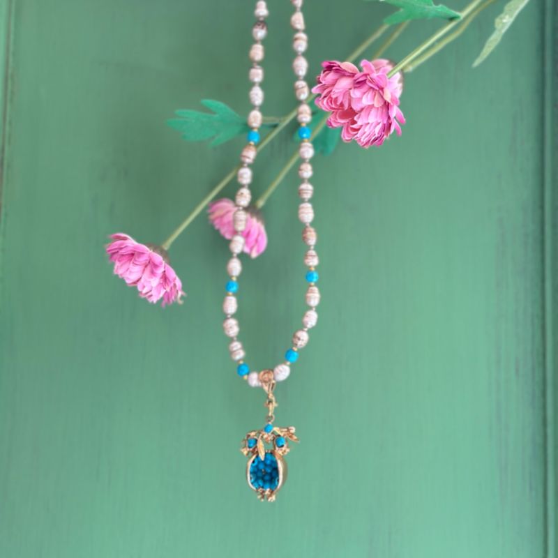 Baroque Pearl Necklace - Turquoise Pomegranate image