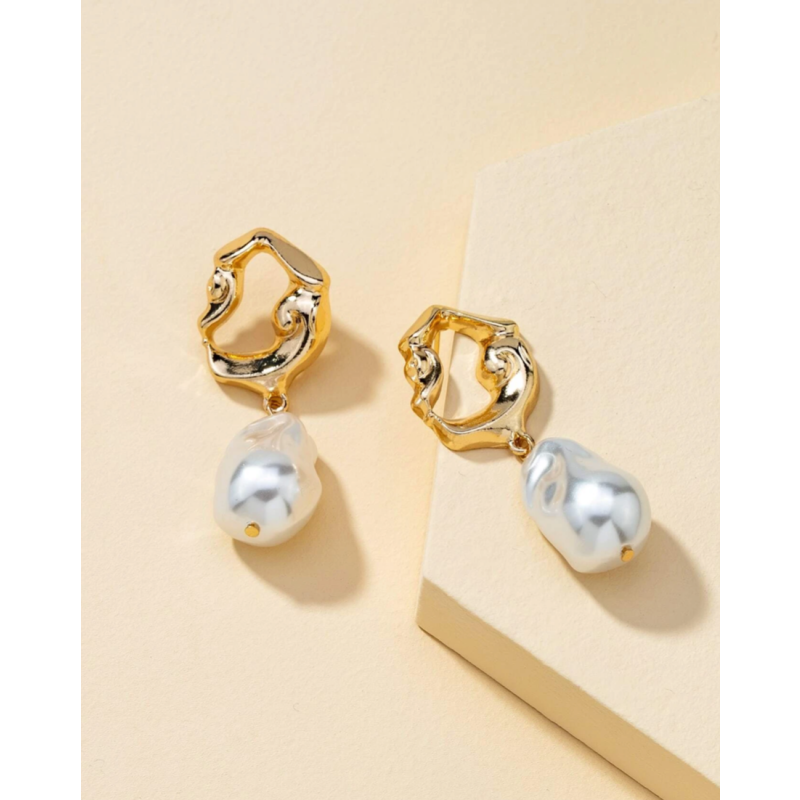 Baroque Pearl Swirl Drop Earrings image