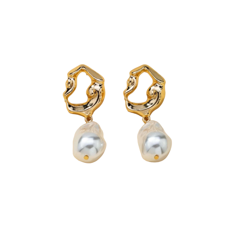 Baroque Pearl Swirl Drop Earrings image