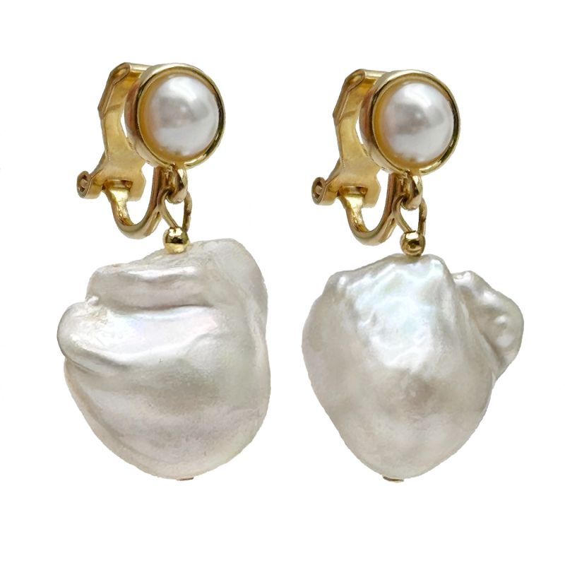 Baroque Pearls Dangle Clip On Earrings image