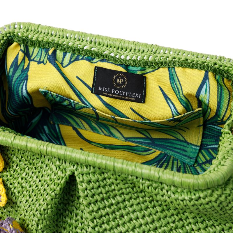 Basilica Raffia Lime Green Pouch Bag image