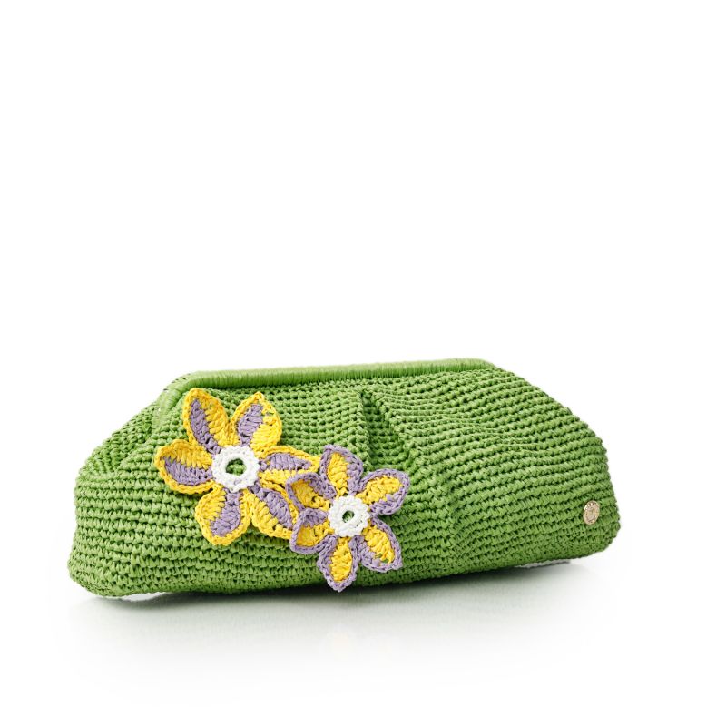 Basilica Raffia Lime Green Pouch Bag image