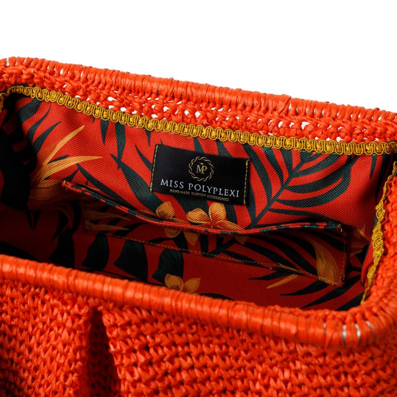 Basilica Raffia Orange Pouch Bag image