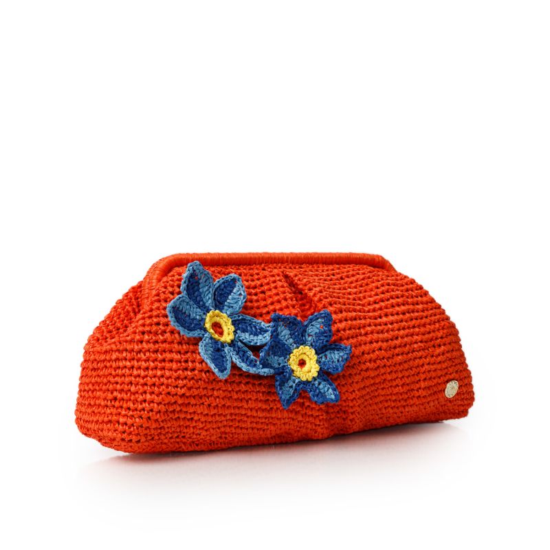 Basilica Raffia Orange Pouch Bag image