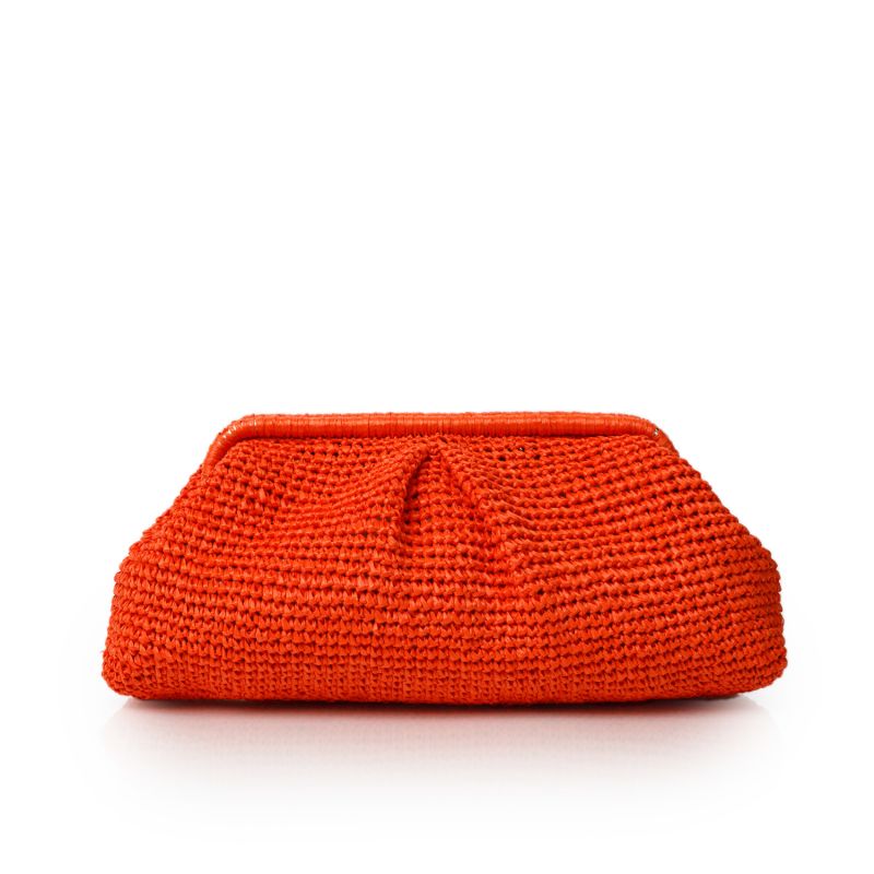 Basilica Raffia Orange Pouch Bag image