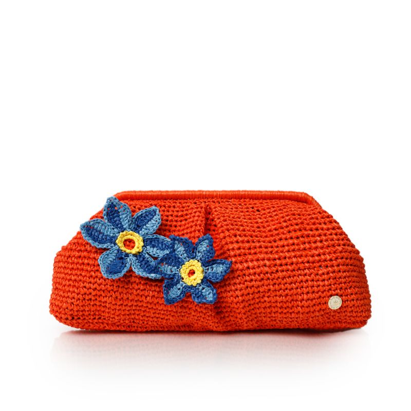 Basilica Raffia Orange Pouch Bag image