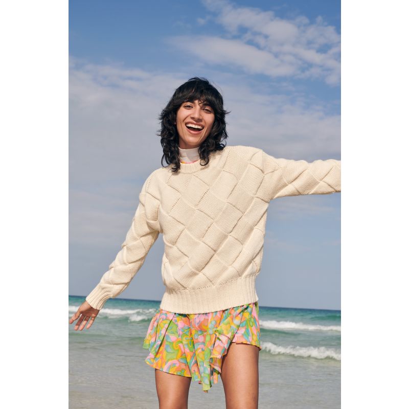 Basket weave sweater top
