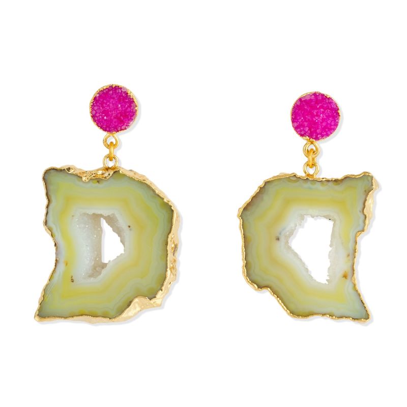 African Slice - Yellow Pink Gold Gemstone Earrings image