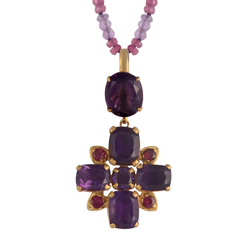 Bathsheba Amethyst Ruby Cross Pendant image