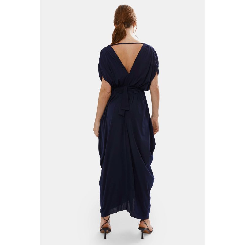 Batwing Pleated Maxi Dress Navy image