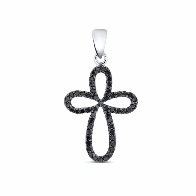 Diamond Cross Pendant 14k White Gold  image