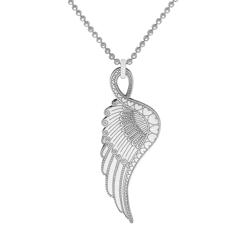 Large Silver Wing Pendant Necklace image