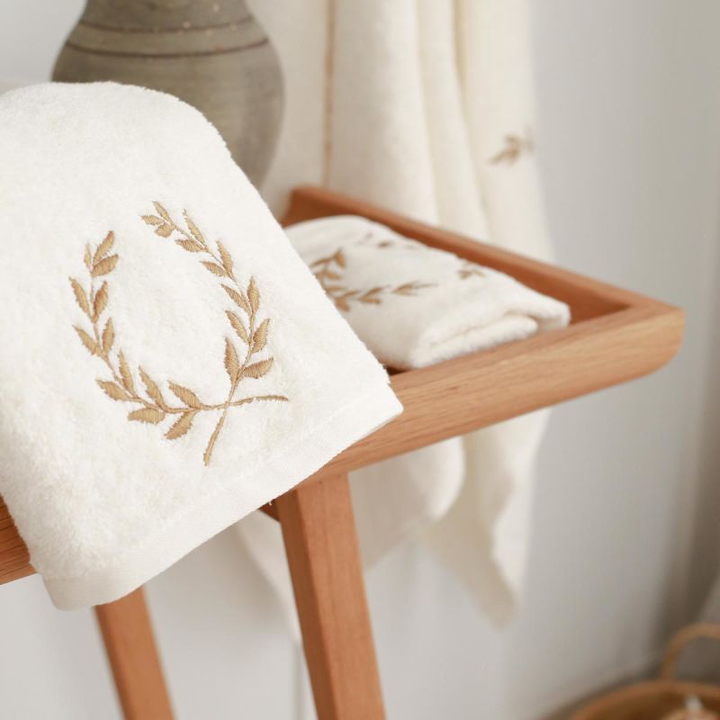 Golden Petals Embroidered Bath Towel image