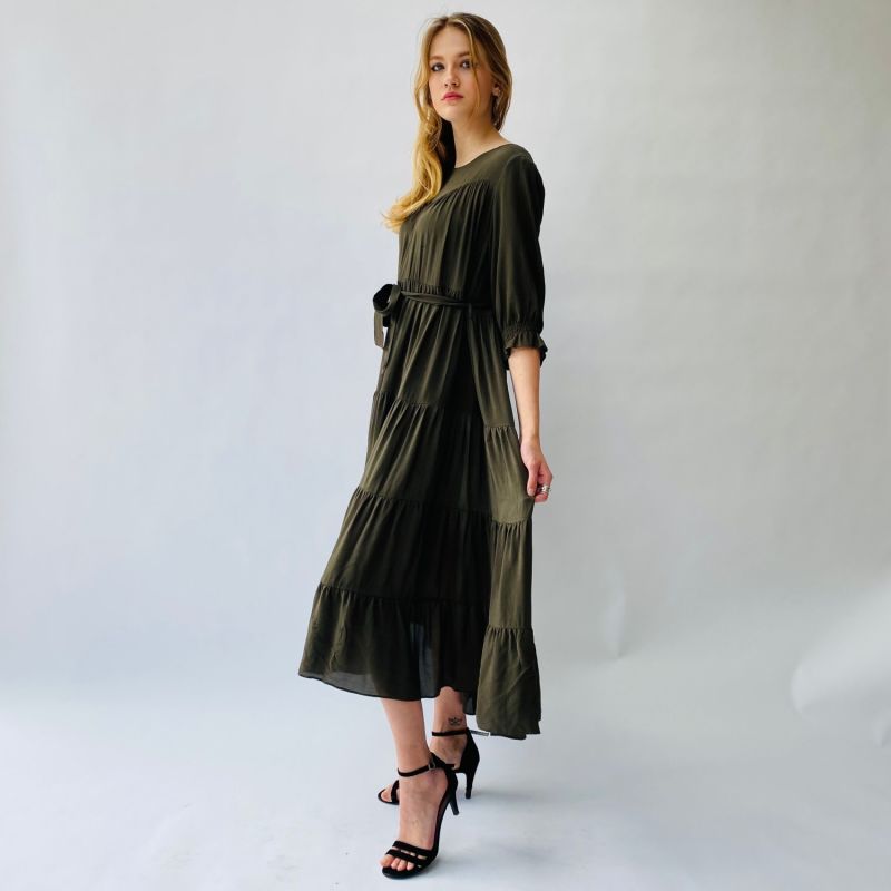 Pompeia Silk Tier Dress - Green image