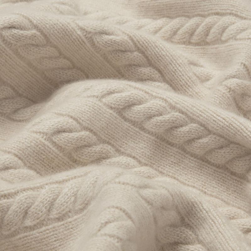 The Cable Knit Cashmere Maxi Blanket — Natural Beige image
