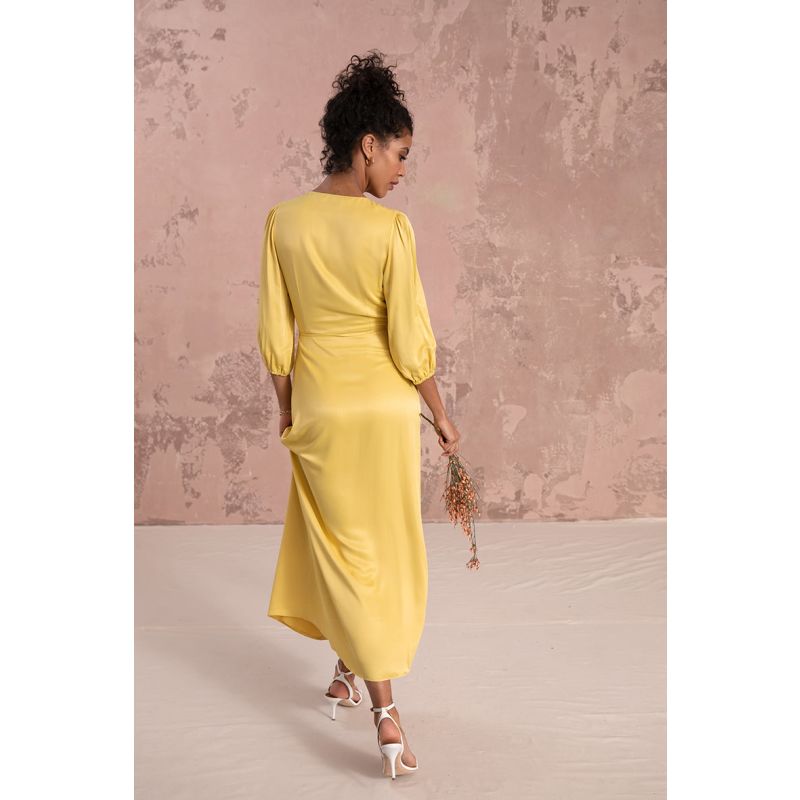 Rae Midi Wrap Dress In Mimosa Yellow image