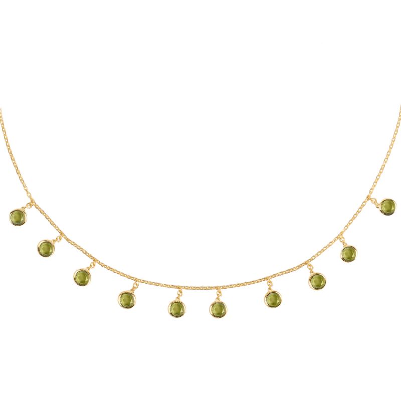 Florence Round Gemstone Necklace Gold Peridot image