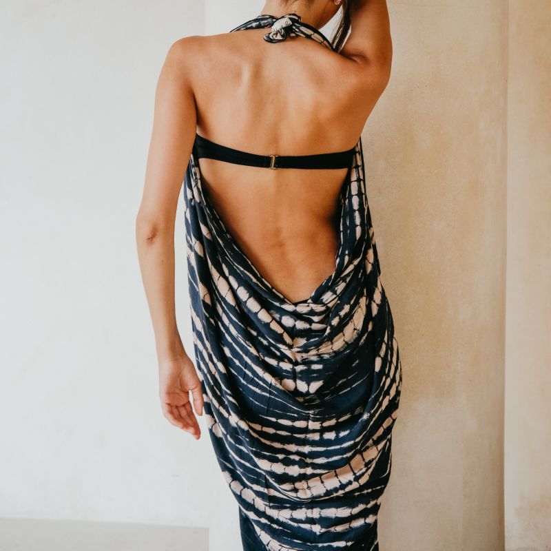 Beach Hand Dyed Sarong -Black Multi image