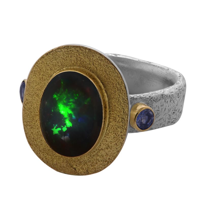 Beau Opal Blue Sapphire Cabochon Ring image