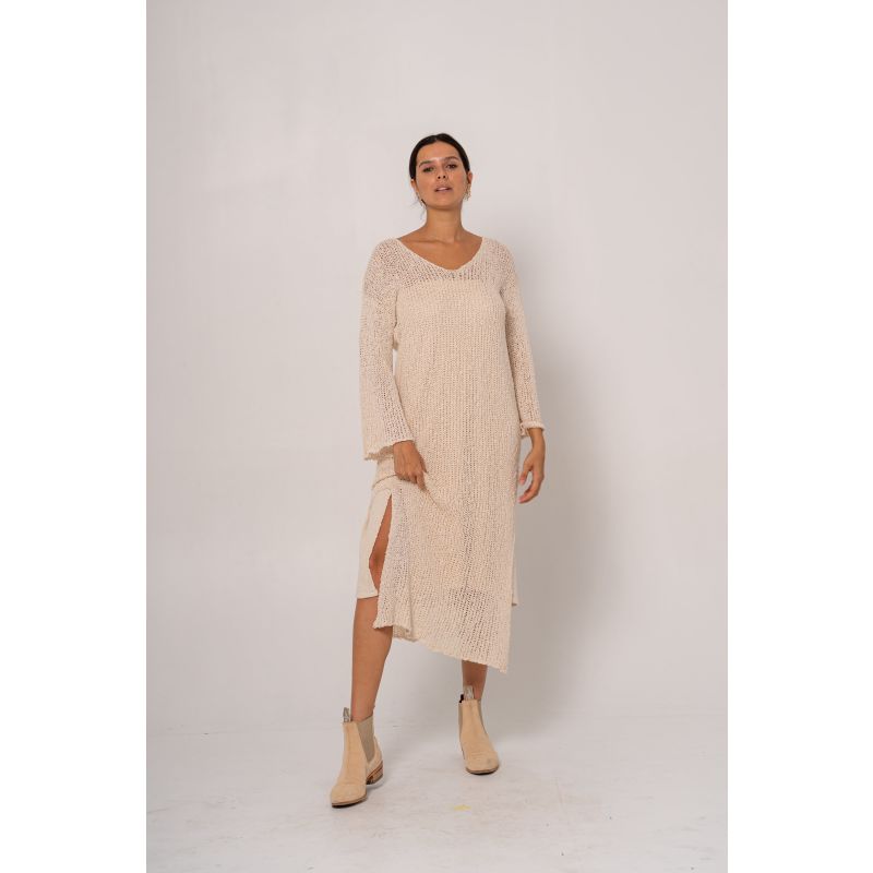 Beca Honey Butter Cream V Neck Dress image