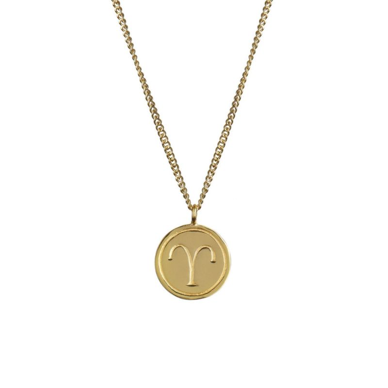 Zodiac Necklace Aries Gold image